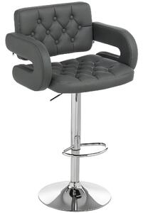 HOMCOM Adjustable 360° Swivel Bar Stool – Padded PU Seat & Back, Armrests, Footrest, Steel Frame (Gray) | Aosom
