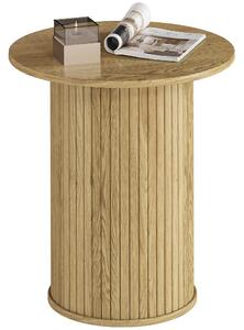 HOMCOM Round Side Table Ø 19 in (48 cm) with Fluted Legs — Oak Finish, Compact Accent Table for Living Room or Bedroom | Aosom