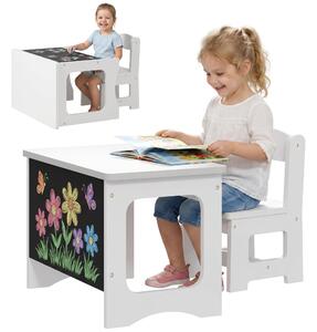 AIYAPLAY Children's Desk and Chair with Reversible Chalkboard Top, Activity Table Set for Drawing, Reading and Play in Bedroom or Playroom, for Childr