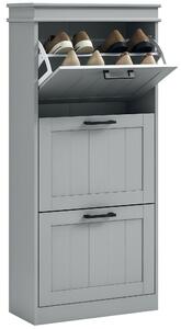 HOMCOM Shoe Cabinet for 15 Pairs — Narrow Modern Shoe Storage with 3 Flip Doors & Adjustable Shelves for Hallway/Entry, 54 x 24 x 117.5 cm (21.3 x 9.4