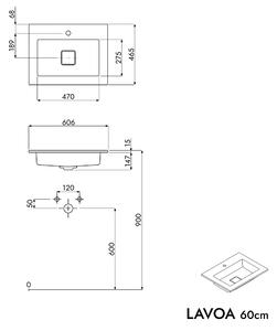 Koupelnová skříňka LAVOA 60 cm s umyvadlem z minerálního odlitku BRUXELLES