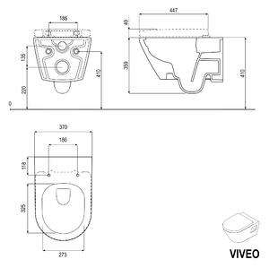 Závěsné WC VIVEOBílá lesklá s prkénkem Soft-Close, rimless