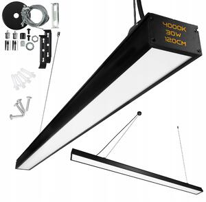 Černé kancelářské závěsné LED svítidlo 30 W, 120 cm, 2400 lm, neutrální bílá 4000 K, IP20, stmívatelné