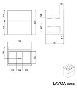 Koupelnová skříňka LAVOA 60 cm s umyvadlem z minerálního odlitku BRUXELLES