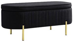 HOMCOM oválná prošívaná sametová úložná lavice, 72 l, čalouněné sedátko, borovicový rám, 108 × 44 × 43,5 cm, černá | Aosom