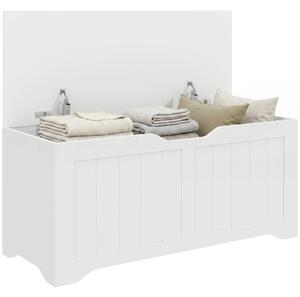 HOMCOM vnitřní úložná lavice 108 l s 2 bezpečnostními panty — bezúchytová moderní truhla a sedák do předsíně a obýváku, 80 × 40 × 45 cm, bílá | Aosom