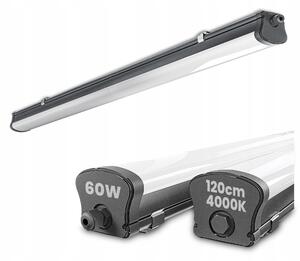 Šedé prachotěsné LED svítidlo 60 W, 120 cm, IP65, 5400 lm, 4000 K