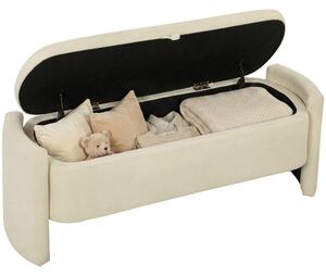 HOMCOM lavice na konec postele s úložným prostorem, 118 x 42 x 45 cm — polstrovaný potah bouclé s nohami z eukalyptového dřeva, nosnost 220 kg, do lož