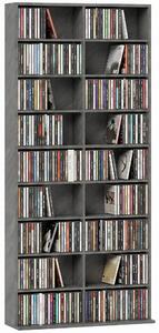 HOMCOM regál na CD a DVD – multimediální organizér, až 640 CD / 360 DVD / 430 Blu-ray, 18 přihrádek a 14 nastavitelných polic, ideální do obýváku nebo