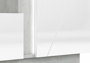LAMIA 04 vitrína, beton stříbrný/bílá lesk