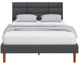 HOMCOM čalouněný rám postele pro matraci 140 x 200 cm s čalouněným čelem a úložným prostorem, rošt, moderní šedá | Aosom