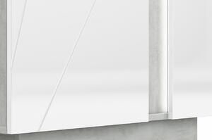 LAMIA 03L vitrína, beton stříbrný/bílá lesk