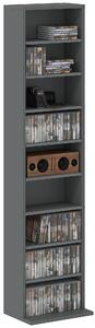 HOMCOM stojan na CD a DVD, organizér médií – pojme až 260 CD / 120 DVD, 9 přihrádek a 6 nastavitelných polic, 33 x 24 x 140 cm, šedý | Aosom