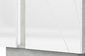 LAMIA 03P vitrína, beton stříbrný/bílá lesk