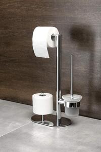 Deante Round příslušenství, 3-funkční držák pro toaletní papír a wc kartáč, chromová, ADR_0732
