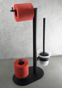 Deante Round příslušenství, 3-funkční držák pro toaletní papír a WC kartáč, černá matná, DEA-ADR_N732