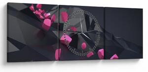 Obraz 3D abstrakce (s hodinami) (90x30 cm)