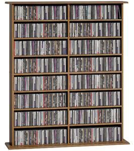 HOMCOM skříň na CD a DVD, organizér médií — kapacita 720 CD / 396 DVD a Blu-ray, 16 přihrádek, 12 nastavitelných polic, ořech | Aosom