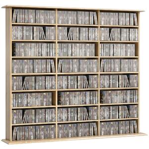 HOMCOM skříňka na CD a DVD, multimediální organizér — pojme až 1 032 CD / 594 DVD/Blu‑ray, 24 přihrádek, 18 nastavitelných polic, pro obývací pokoj ne
