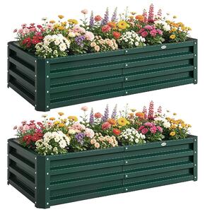 Outsunny 2ks pozinkovaných vyvýšených záhonů, 120 × 60 × 30,5 cm – tmavě zelené | Aosom