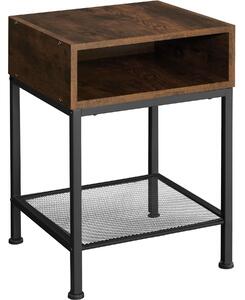 Tectake Noční stolek Harlow 40,5x40,5x59 cm - Industriální dřevo tmavé, rustikální