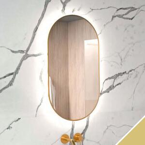 Comodo Zrcadlo ve zlatém kovovém rámu s LED podsvícením po obvodu Nikoletta LED 19 GOLD Typ: bez vypínače, Rozměry (cm): 50x90 - (Nikoletta LED 19/50 GOLD)