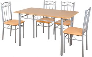 Sada jídelního stolu se 4 čalouněnými židlemi, béžová BC FUR-102-Beige