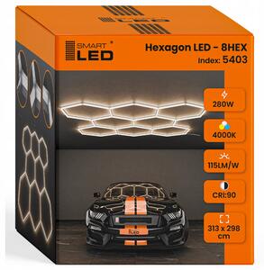 LED HEXAGON osvětlení do garáže 313 × 298 cm, 280 W, neutrální bílá 4000 K, IP54