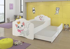 ADRK Rozkládací postel CASIMO II CAT, CH-Cas-II-Cat-160-E114, 160x80 cm s matrací, bílá/grafika