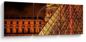 Obraz Louvre v Paříži (s hodinami) (90x30 cm)