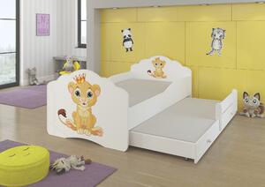 ADRK Rozkládací postel CASIMO II LION, CH-Cas-II-Lio-160-E098, 160x80 cm s matrací, bílá/grafika