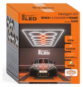 LED HEXAGON osvětlení do garáže 500 W, 484 × 243 cm, studená bílá, IP54
