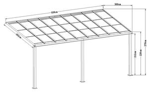 ForGarden P-550-1 plochá střecha pergola antracit s transparentní střechou 303 cm x 558 cm