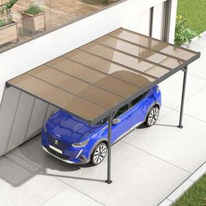 ForGarden CP-2L plochá střecha pergola krytý přístřešek pro jedno auto antracit 298 cm x 496 cm