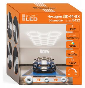 LED HEXAGON osvětlení do garáže 496 W, 420 × 234 cm, stmívatelné, neutrální bílá, IP54