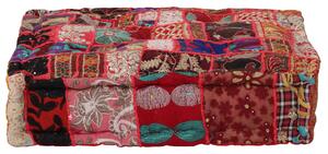 Sedací puf patchwork čtverec ručně vyrobený 50x50x12 cm červený 246575