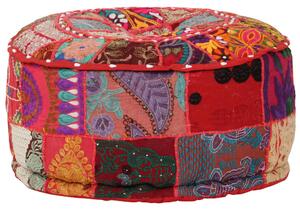 Sedací puf patchwork kulatý bavlna ruční výroba 40x20cm červený 246571