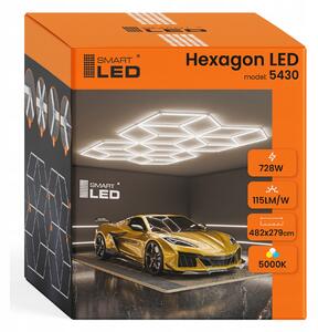 LED HEXAGON osvětlení do garáže 728 W, 482 × 279 cm, neutrální bílá, IP54