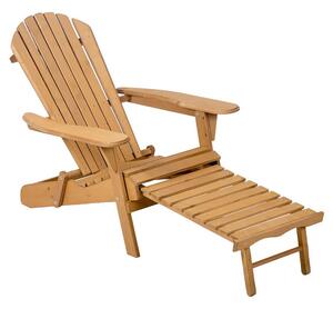 Zahradní dřevěná židle s podnožkou - naturální