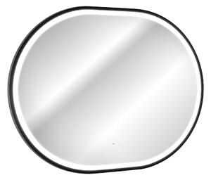 Comad Závěsné zrcadlo s LED osvětlením Apollo 2 Black 90x70 cm s pohybovým senzorem, černá