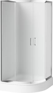 Deante Funkia, čtvrtkruhový sprchový kout s posuvnými dveřmi 90x90 cm, výška 185cm, 5mm sklo námraza, chromový profil, KYP_651K