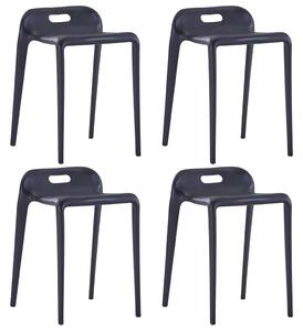 Stohovatelné stoličky 4 ks černé plast 247281