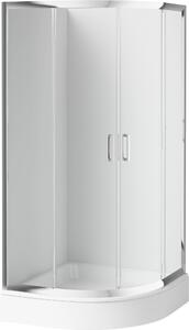 Deante Funkia, čtvrtkruhový sprchový kout s posuvnými dveřmi 90x90 cm, výška 185cm, 5mm čiré sklo, chromový profil, KYP_051K