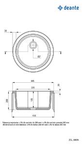 Deante Lusitano, keramický dřez 445x445x205 mm + sifon, 1-komorový, bílá, ZCL_680N