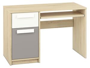 DIVO 1401 psací stůl, buk fjord/dvířka bílá/šedá