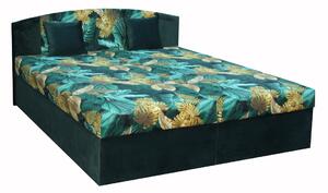 IZABELA NEW čalouněná postel 180 cm, zelená/zeleno-žluté květy
