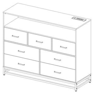 Komoda se zásuvkami, boční skříňka, univerzální, prostorná, barva bílá, materiál: dřevovláknitá deska (MDF/dřevotříska), stabilní kovový rám