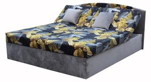 IZABELA NEW čalouněná postel 180 cm, šedá/žluté květy