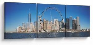 Obraz - Manhattan v New Yorku (s hodinami) (90x30 cm)