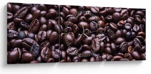 Obraz kávových zrn (s hodinami) (90x30 cm)